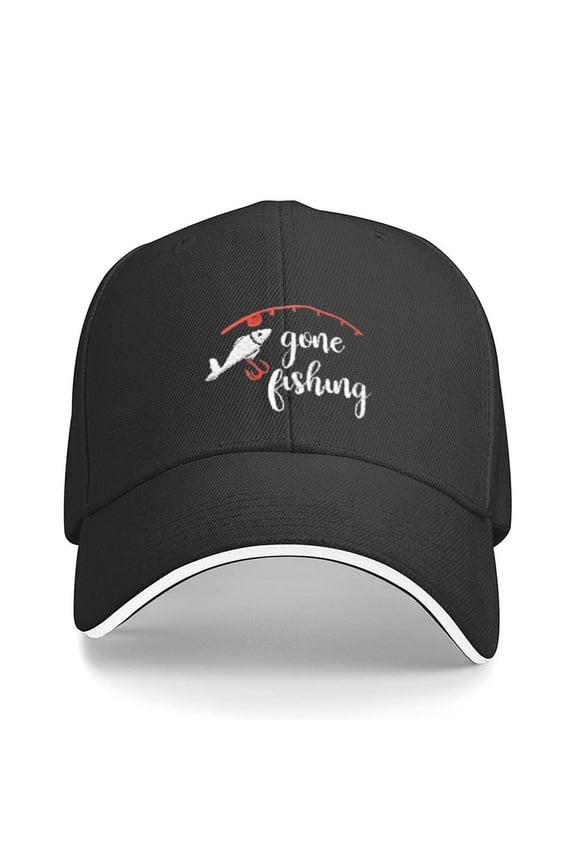 Gone Fishing Print Baseball Cap Adjustable Strap for Running Workouts and Outdoor Activities All Seasons,Adult One Size Fits All