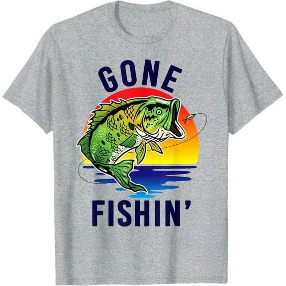 Gone Fishing-Shirt Youth Boys Kids Toddler Funny Bass Fish T-Shirt Unisex S-5XL Hot Trending Shirt, Vintage Birthday Gift