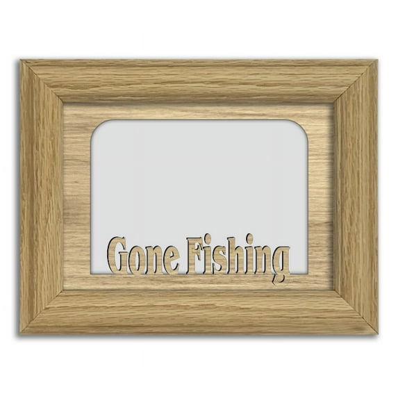 Gone Fishing Tabletop Picture Frame - Holds 4x6 Photo - Multiple Color Options