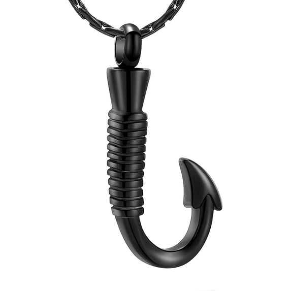 Gone Fishing Urn Necklace for Ashes Fish hook Cremation Urn Pendant Keepsake Jewelry