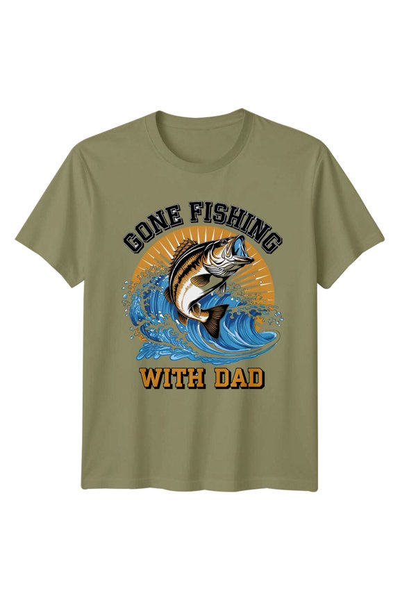 Gone Fishing With Dad Mens T-Shirt Fishing Hobbies All Size S-5XL