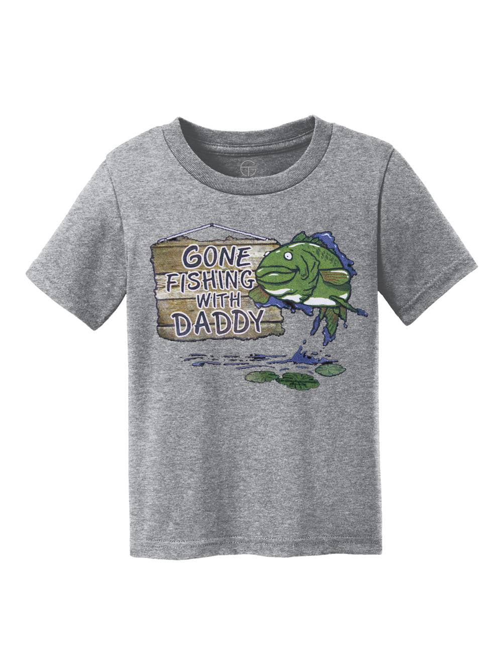 Gone Fishing With Daddy Kids Cotton T-Shirt - Athletic Heather - X-Large
