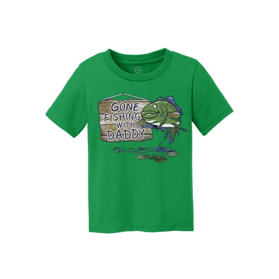 Gone Fishing With Daddy Kids Cotton T-Shirt - Clover Green - Small