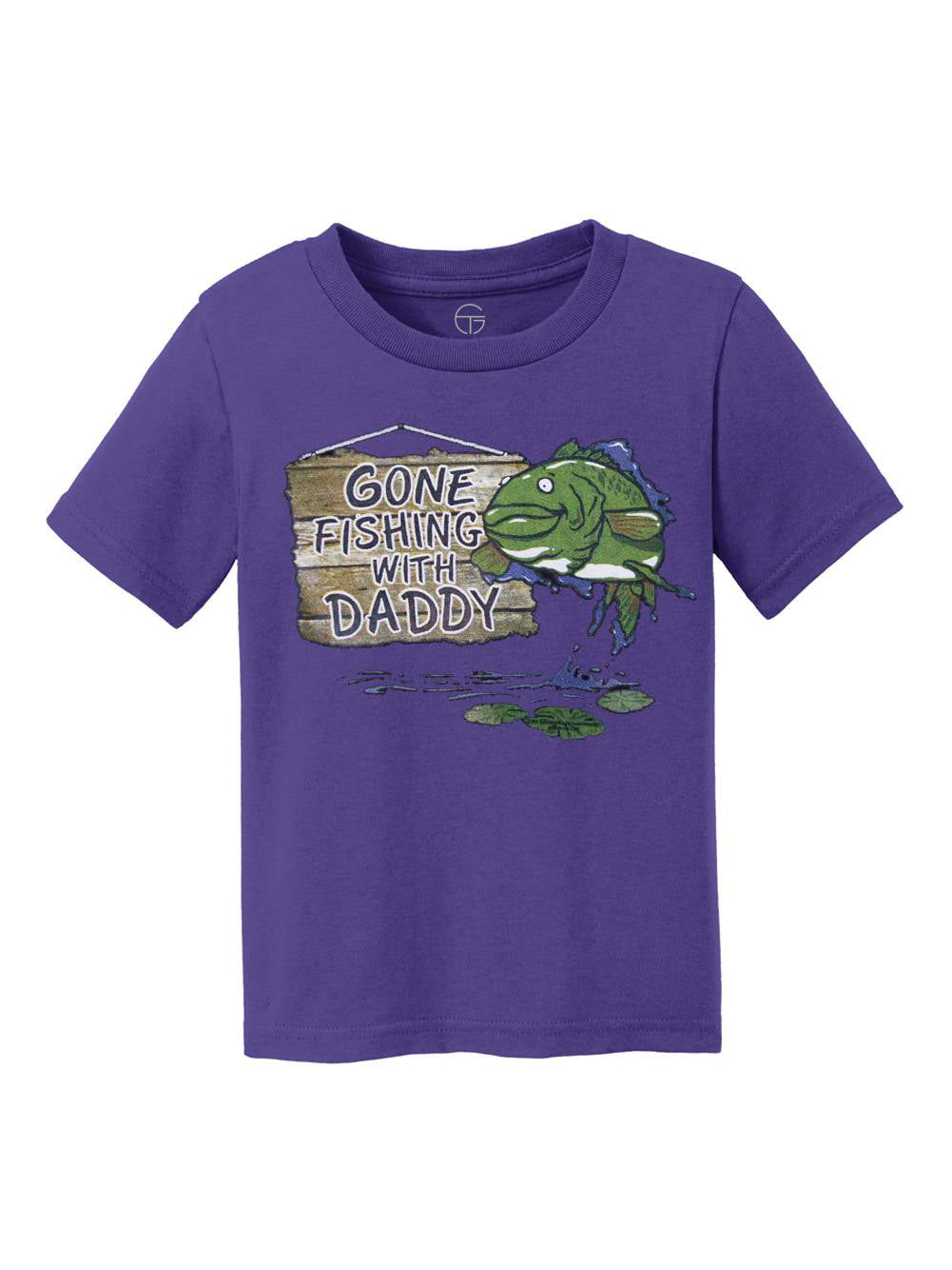 Gone Fishing With Daddy Kids Cotton T-Shirt - Athletic Heather - X-Large 