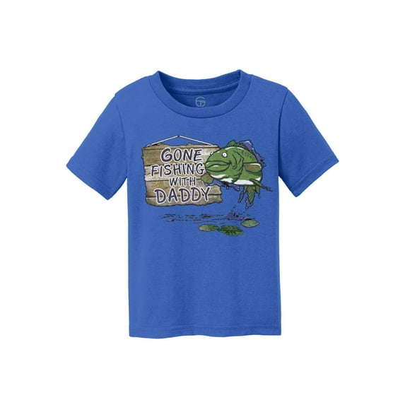 Gone Fishing With Daddy Kids Cotton T-Shirt - Royal - Small