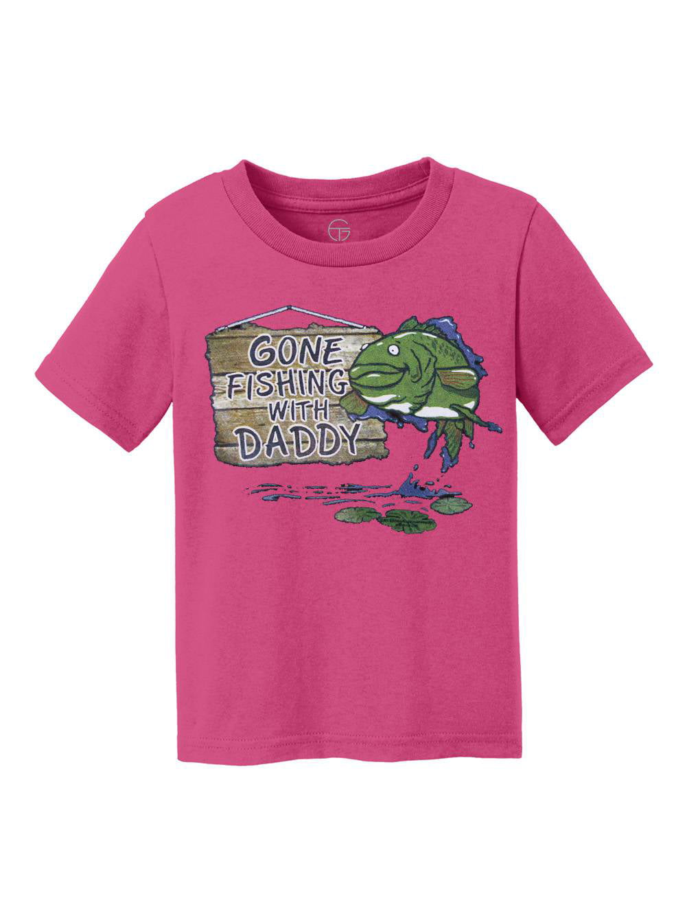 Gone Fishing With Daddy Kids Cotton T-Shirt - Jet Black - X-Large 