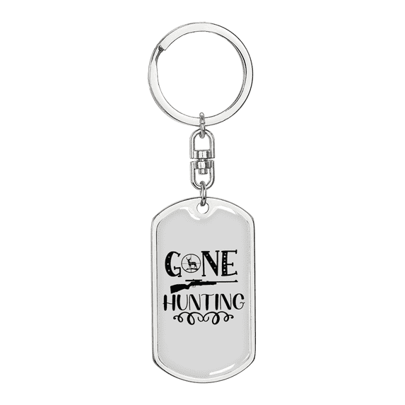 Gone Hunter'S Keychain Stainless Steel or 18k Gold Dog Tag Keyring