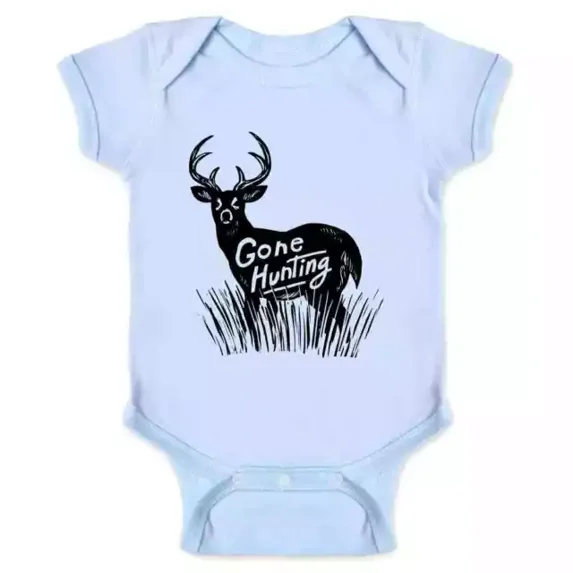 Gone Hunting Deer Retro Vintage Hunter Baby Bodysuit Cute Baby Onesie, BABY BODYSUIT LAT 4424