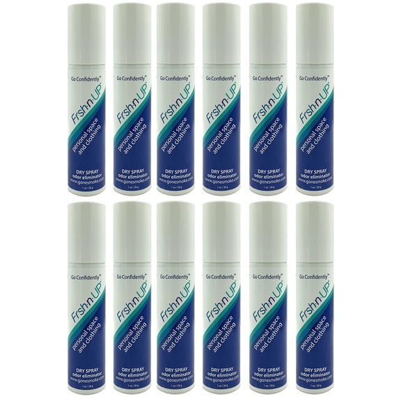 Gone Smoke - Frsh N up Dry Spray Odor Eliminator for Hair Clothing Car Pets 12 Pack White 1 oz.