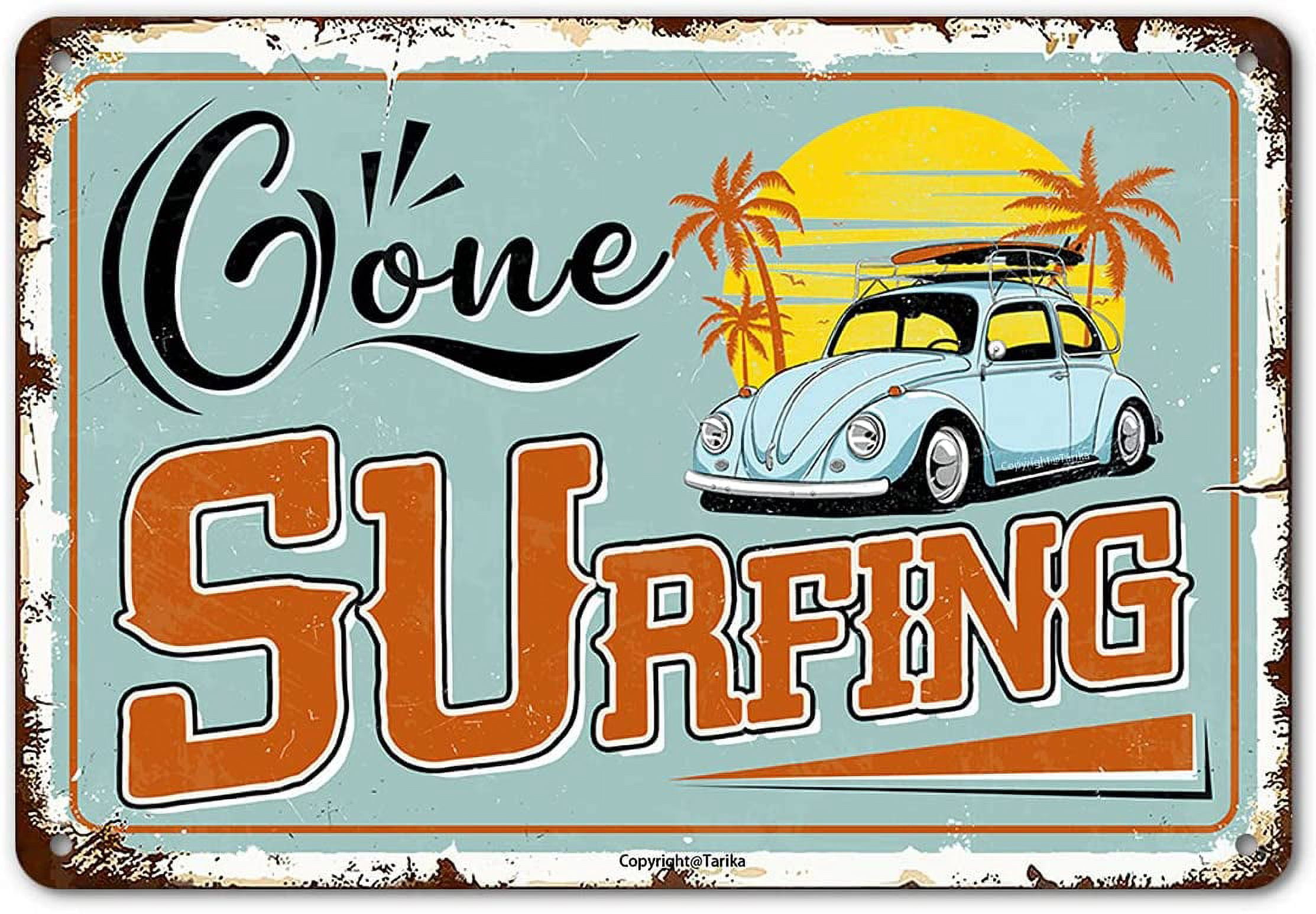 Gone Surfing Vintage Tin Signs Wall Decor, Retro Metal Sign for Outdoor ...