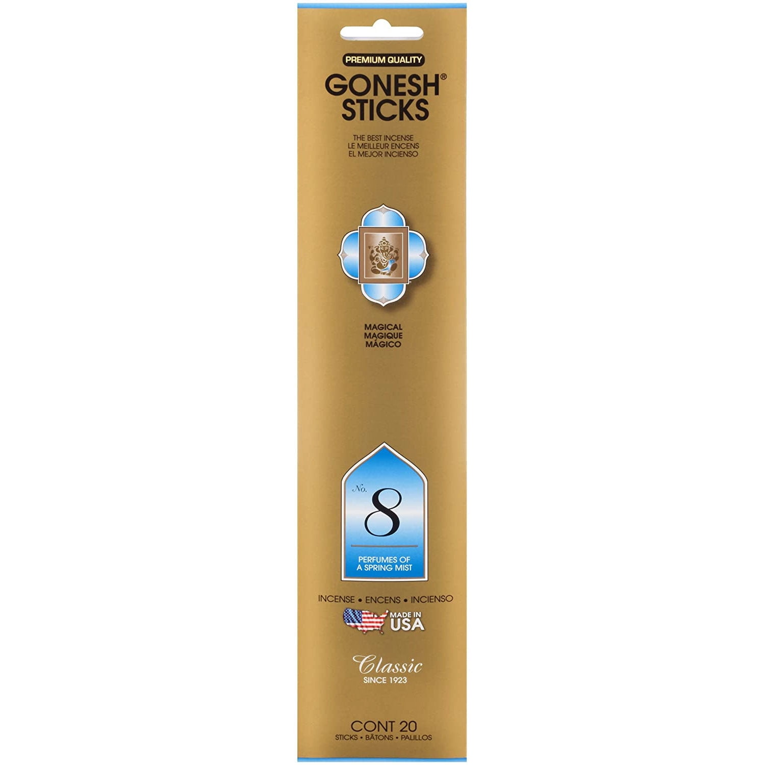 Gonesh Classic Collection - No. 8 Incense, Spring Mist, 20/PK, Pack of 6