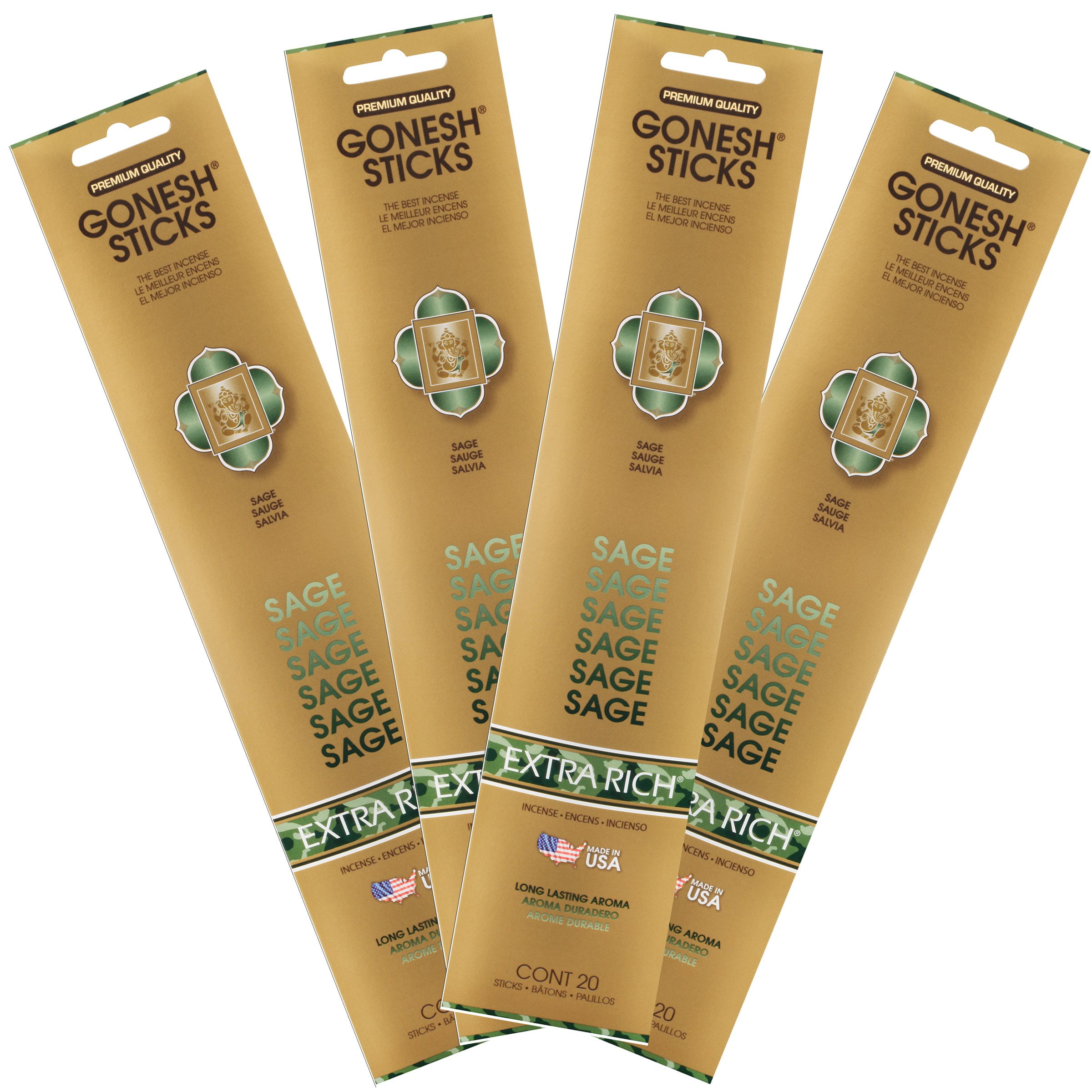 Gonesh Extra Rich Collection Sage Incense (4 Pack), 4 Piece