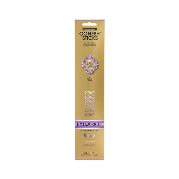 Gonesh Extra Rich Love Incense Sticks, 20/PK,Pack of 6