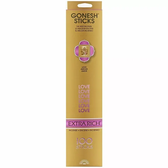 Gonesh Incense Sticks - 4 Packs - Love - 20 Sticks Per Pack Extra Rich