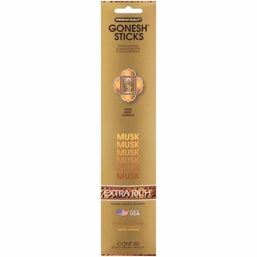 Gonesh Incense Sticks - 4 Packs - Musk - 20 Sticks Per Pack Extra Rich