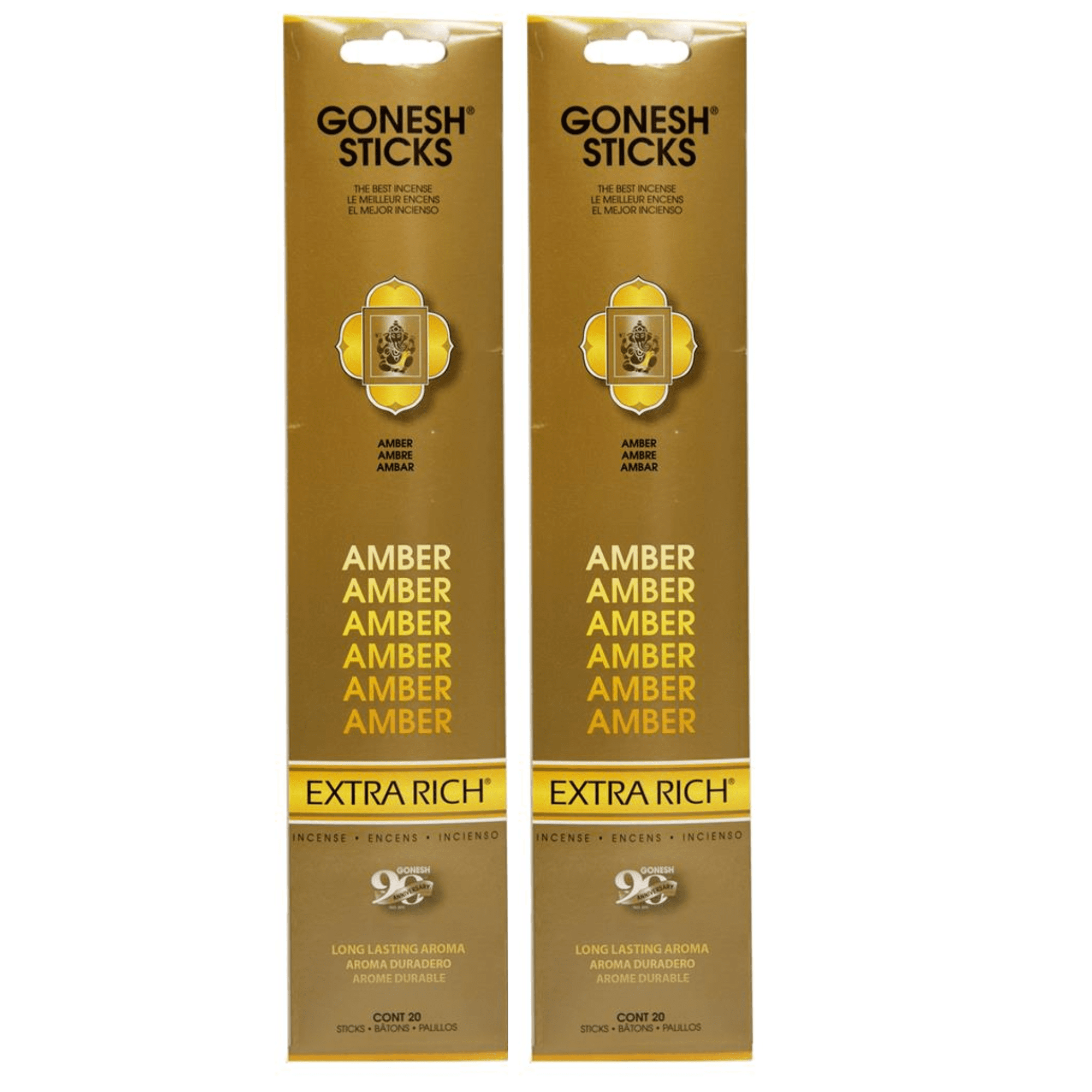 Gonesh Incense Sticks AMBER, 2 Pack (160 Incense Sticks Total Count)