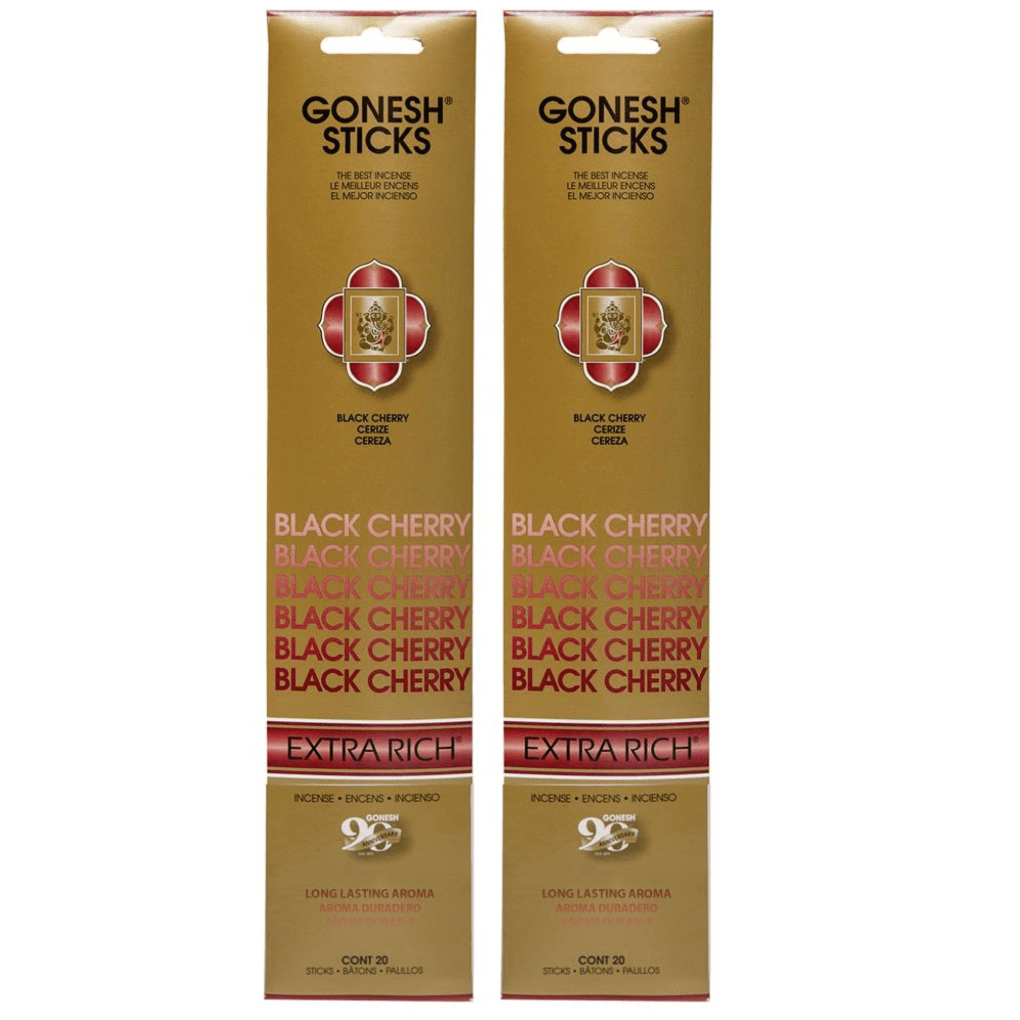 Gonesh Incense Sticks BLACK CHERRY EXTRA RICH,2 Pack (160 Incense Sticks Total Count)