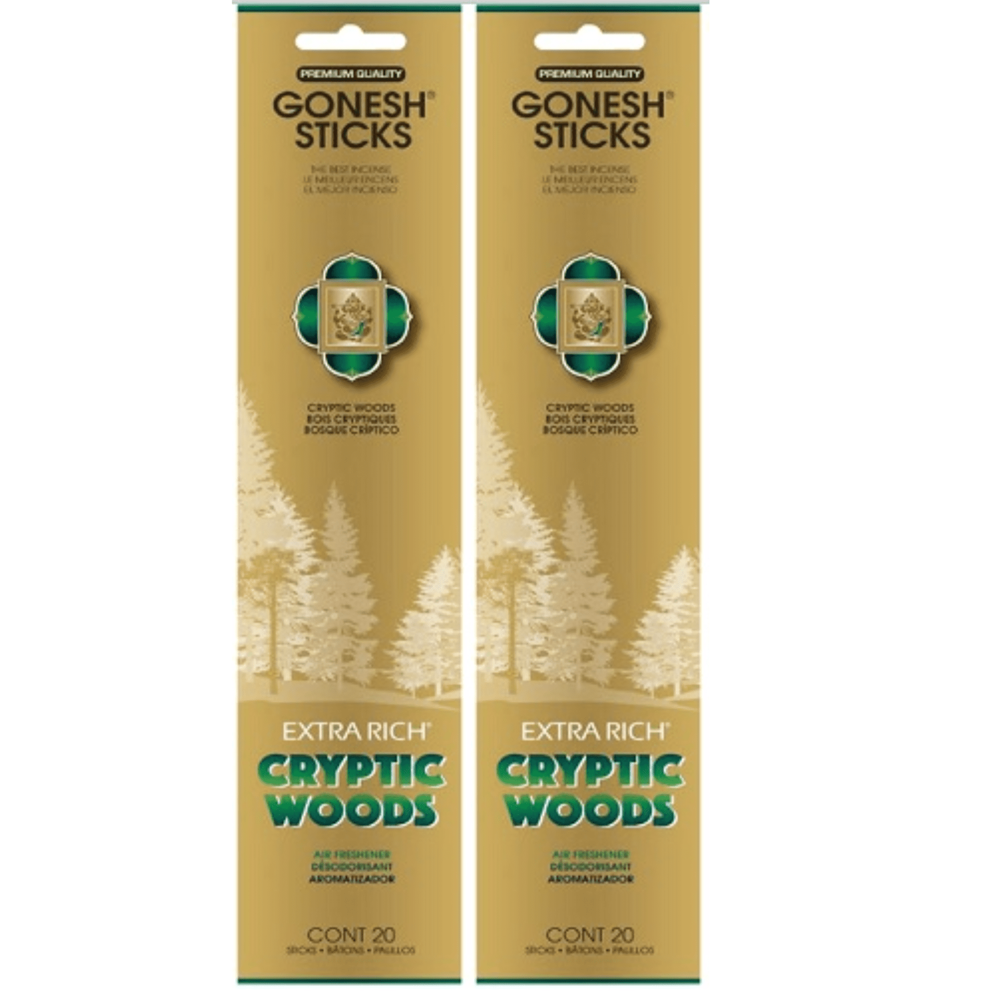 Gonesh Incense Sticks CRYPTIC WOODS EXTRA RICH,2 Pack (160 Incense Sticks Total Count)