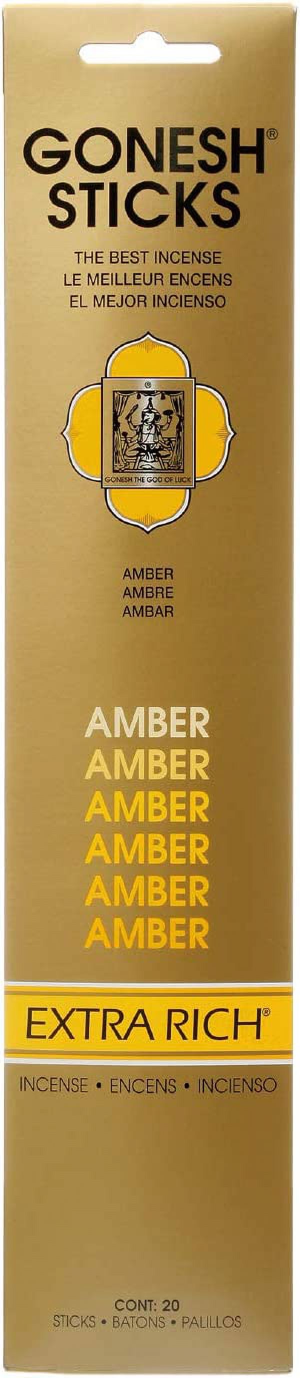 Gonesh Incense Sticks Extra Rich Collection Amber, 20 Piece