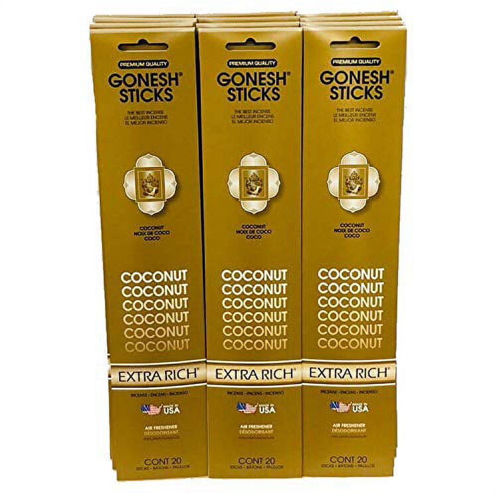 Gonesh Incense Sticks Extra Rich Collection: Coconut 12 Pack (20 Sticks/pack)