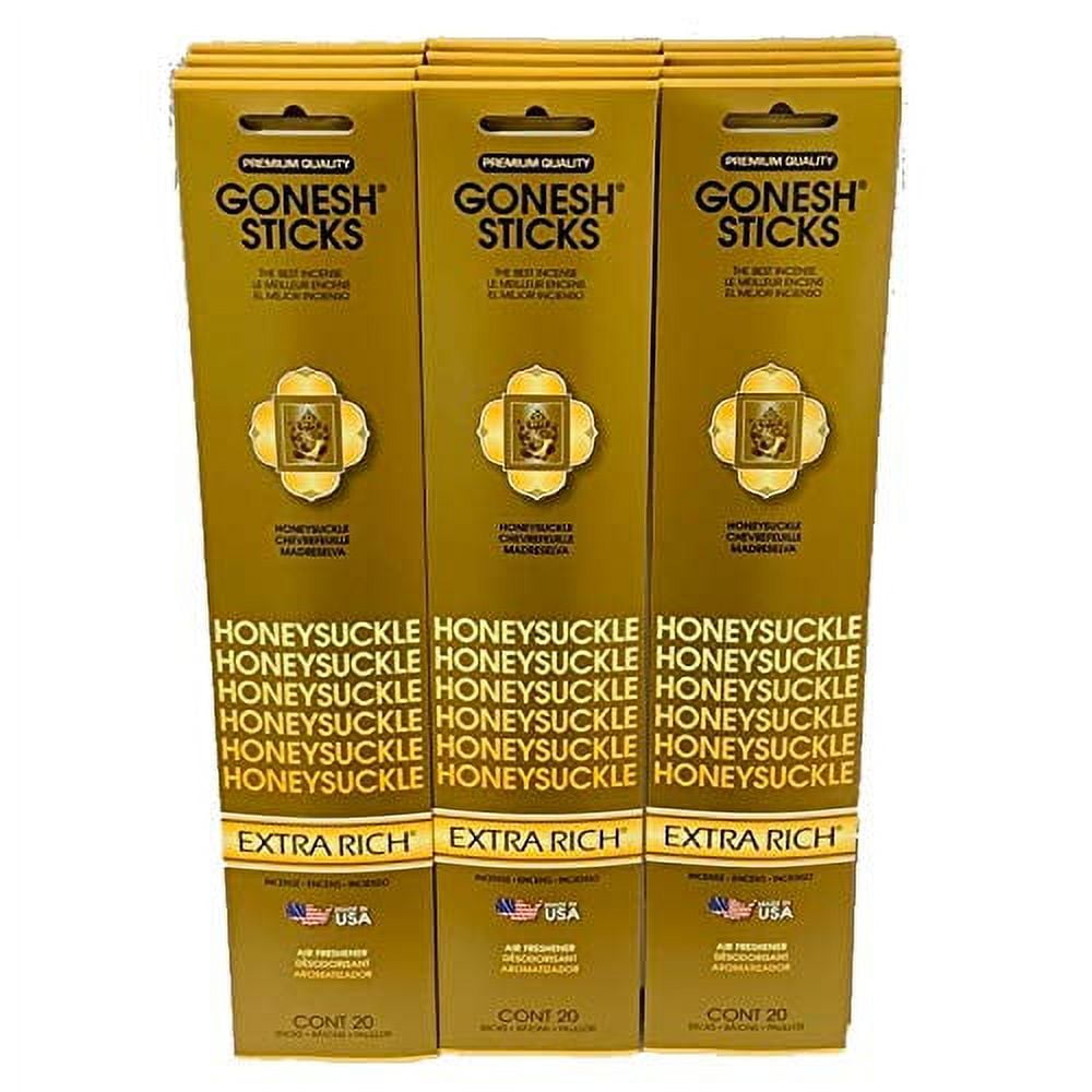 Gonesh Incense Sticks Extra Rich Collection Honeysuckle 12 Pack (20