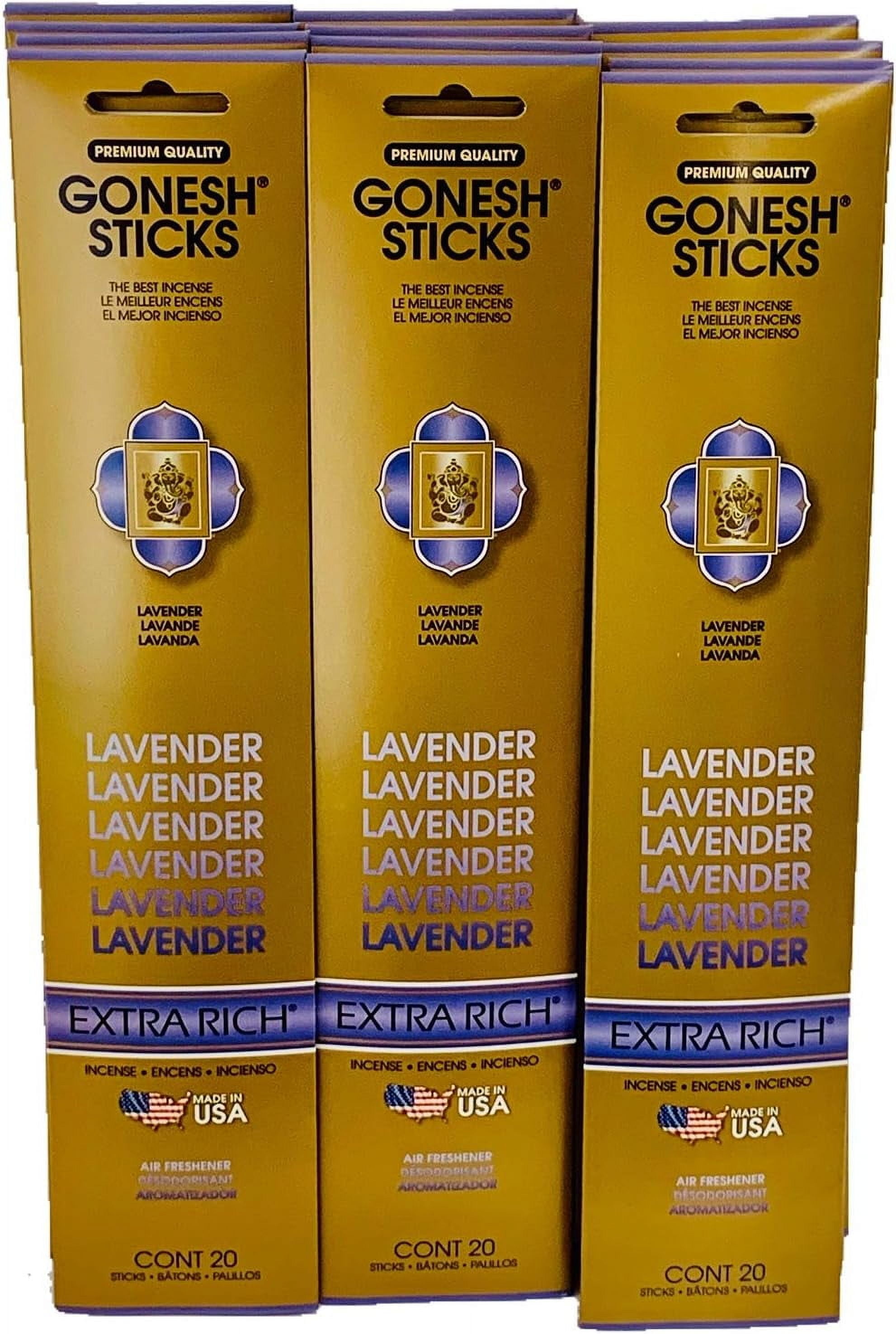 Gonesh Incense Sticks Extra Rich Collection Lavender 12 Pack (20 Sticks ...