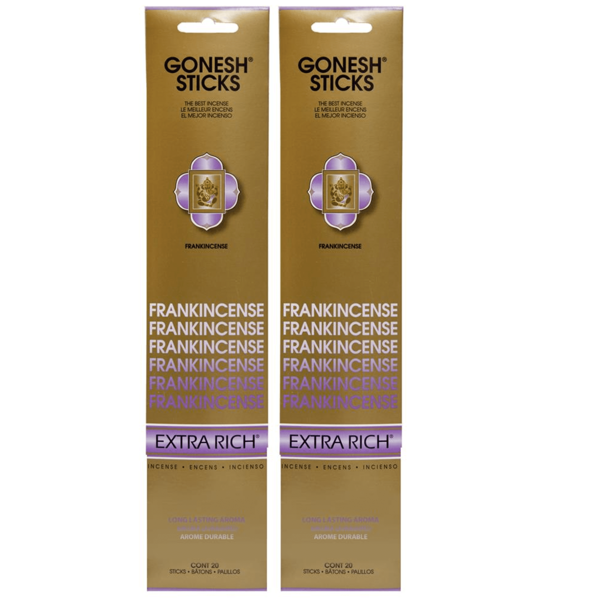 Gonesh Incense Sticks FRANKINCENSE EXTRA RICH,2 Pack (160 Incense Sticks Total Count)