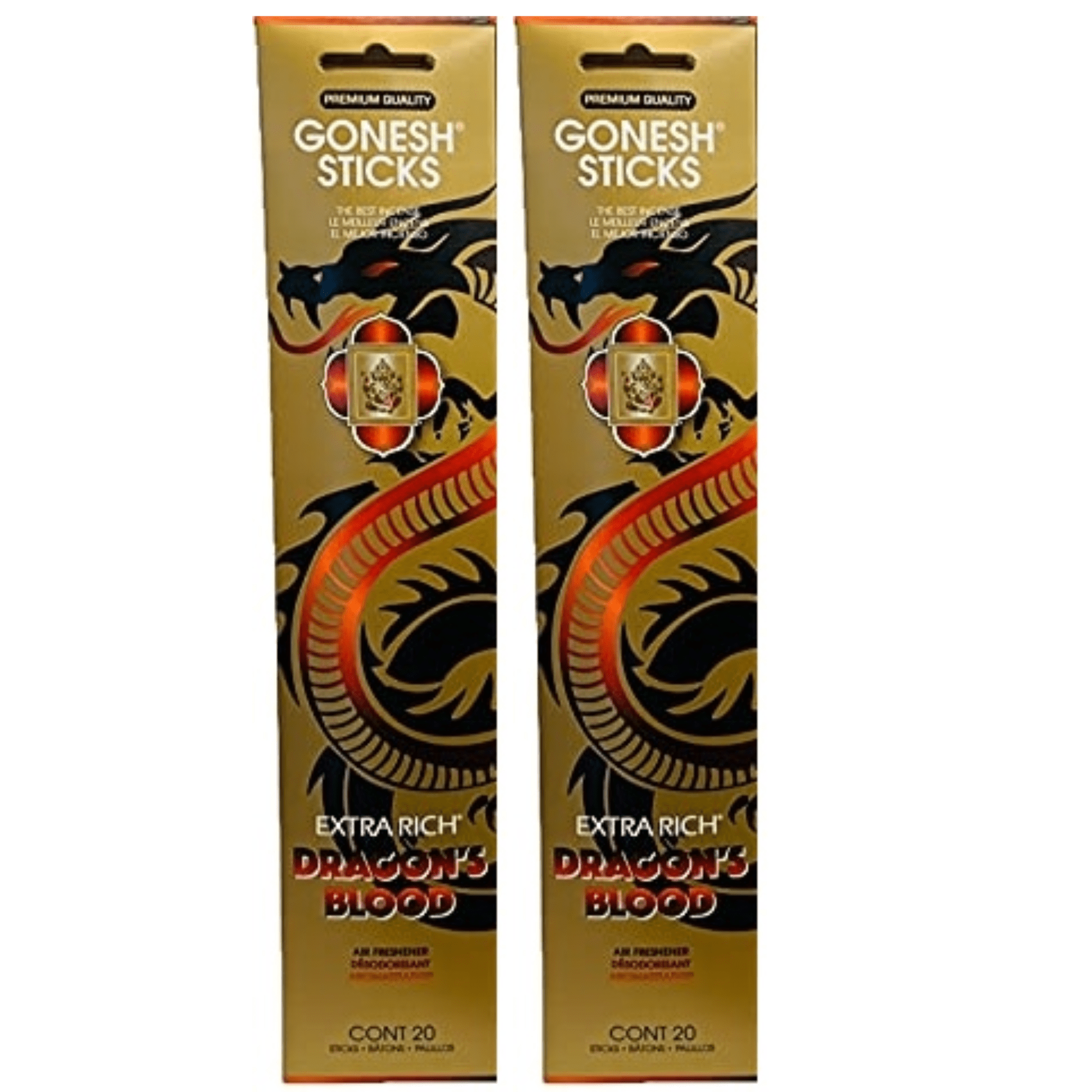 Gonesh Incense Sticks GOLD DRAGON'S BLOOD EXTRA RICH,2 Pack (160