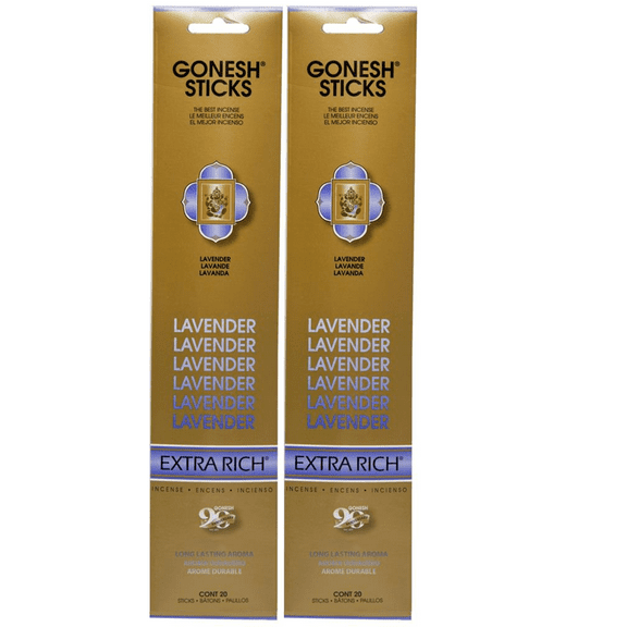 Gonesh Incense Sticks LAVENDER EXTRA RICH 2 Pack Sealed for Optimum Freshness (160 Incense Sticks Total Count)