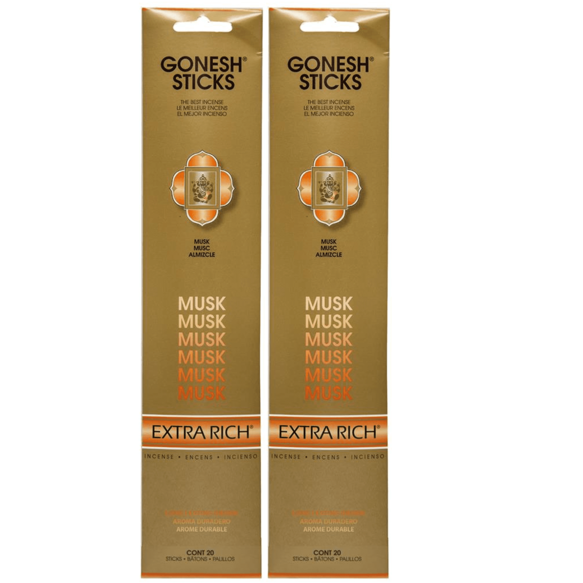 Gonesh Incense Sticks MUSK EXTRA RICH 2 Pack Sealed for Optimum Freshness (160 Incense Sticks Total Count)