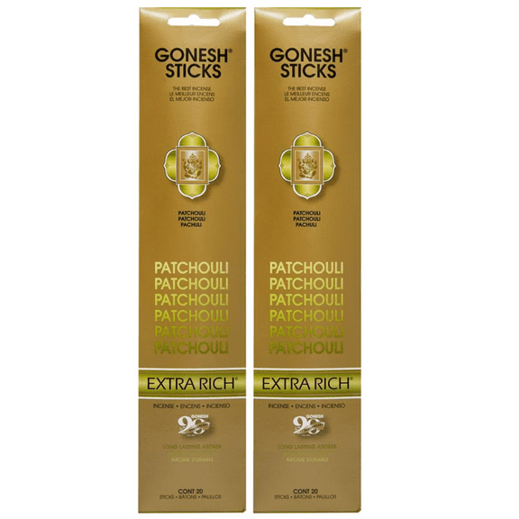 Gonesh Incense Sticks PATCHOULI EXTRA RICH 2 Pack Sealed for Optimum Freshness (160 Incense Sticks Total Count)