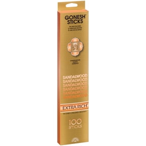 Genieco Extra Rich Incense Sticks, Sandalwood Fragrance (Gold), 100 Count Woody Scent Family