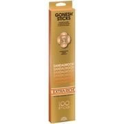 Genieco Extra Rich Incense Sticks, Sandalwood Fragrance Gold, 100 Count Woody Scent Family