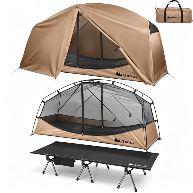 Openable Cots Gonex 1-Person Camping Tent with Cot, 350lbs 31.5