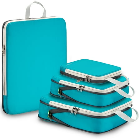 Gonex 4 Set Compression Packing Cubes for Travel Expandable Luggage Organizers Bags for Carry on Suitcases