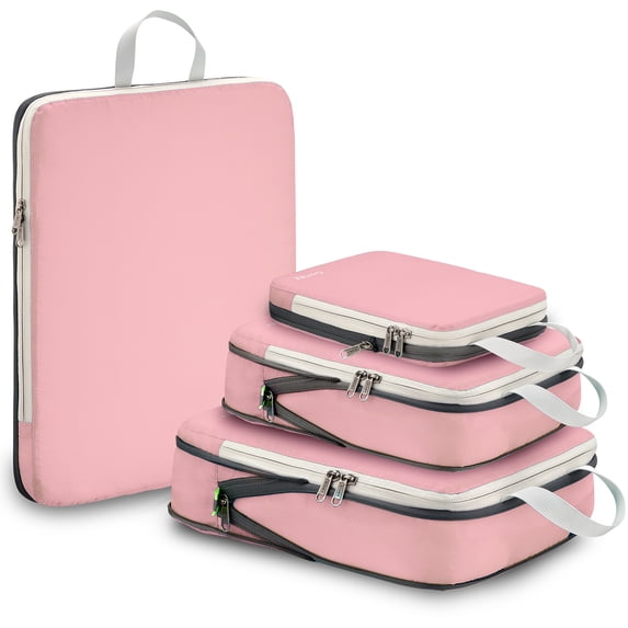 Gonex 4 Set Compression Packing Cubes for Travel Expandable Luggage Organizers Bags for Carry on Suitcases