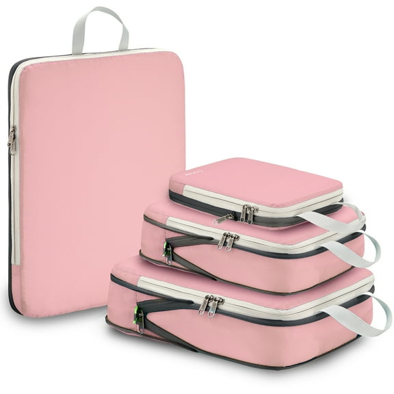 Gonex 4 Set Compression Packing Cubes for Travel Expandable Luggage Organizers Bags for Carry on Suitcases