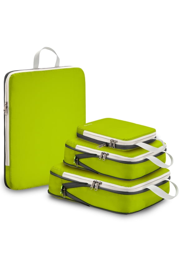 4 Set Compression Packing Cubes for Travel Expandable Luggage Organizers Bags for Carry on Suitcases