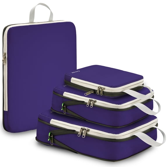 Gonex 4 Set Compression Packing Cubes for Travel Expandable Luggage Organizers Bags for Carry on Suitcases