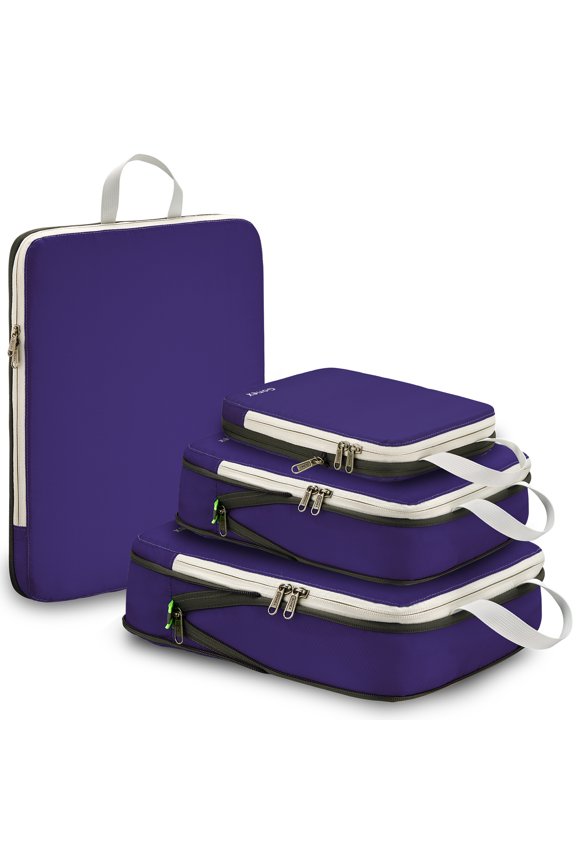 4 Set Compression Packing Cubes for Travel Expandable Luggage Organizers Bags for Carry on Suitcases