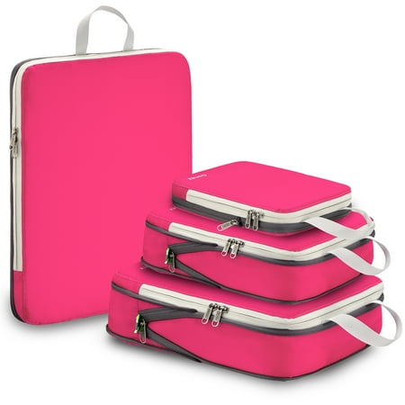 Gonex 4 Set Compression Packing Cubes for Travel Expandable Luggage Organizers Bags for Carry on Suitcases