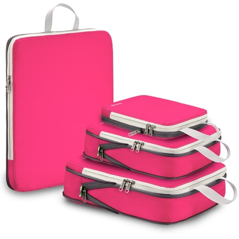 Gonex 4 Set Compression Packing Cubes for Travel Expandable Luggage Organizers Bags for Carry on Suitcases