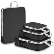 Gonex 4 Set Compression Packing Cubes for Travel Expandable Luggage Organizers Bags for Carry on Suitcases