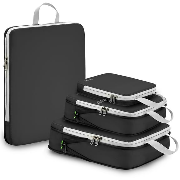 Gonex 4 Set Compression Packing Cubes for Travel Expandable Luggage Organizers Bags for Carry on Suitcases
