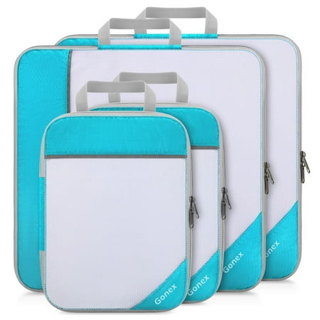 Gonex 4 Set Large Compression Packing Cubes for Luggage, Expandable Packing Cubes Organizer Bags Set for Travel