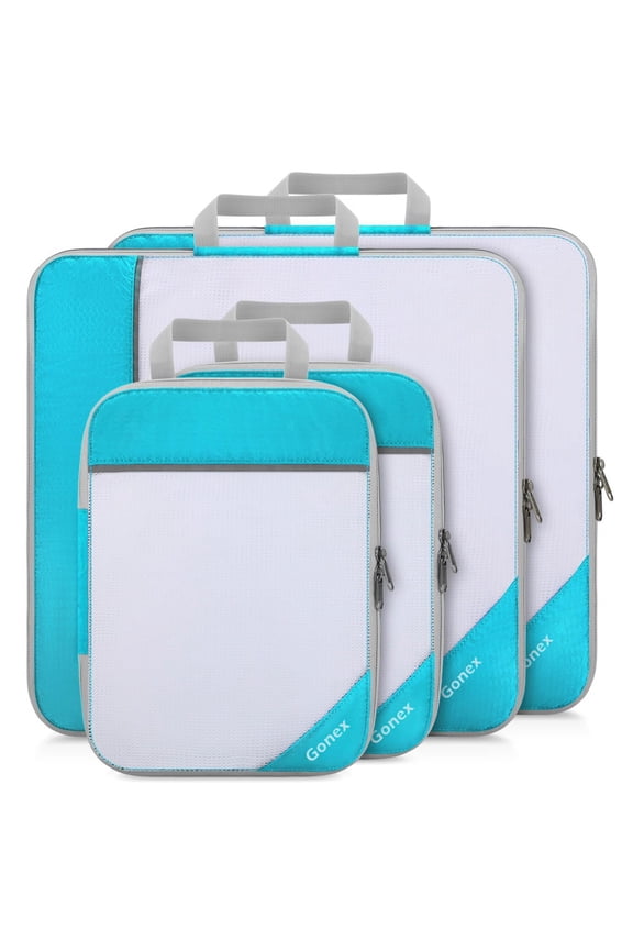 4 Set Large Compression Packing Cubes for Luggage, Expandable Packing Cubes Organizer Bags Set for Travel