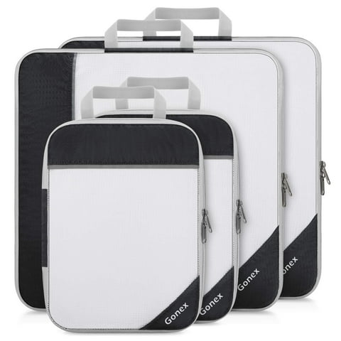 Gonex 4 Set Large Compression Packing Cubes for Luggage, Expandable Packing Cubes Organizer Bags Set for Travel