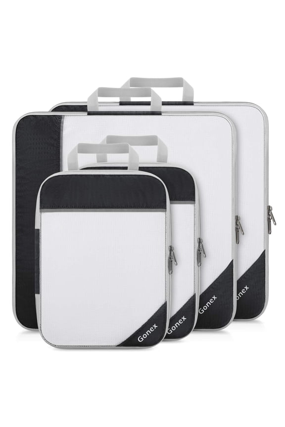 4 Set Large Compression Packing Cubes for Luggage, Expandable Packing Cubes Organizer Bags Set for Travel