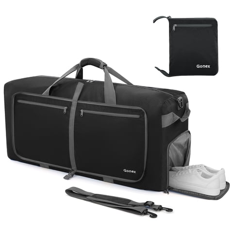 40L Duffle Bag with Shoes Compartment, 21" Packable Travel Duffel Bags for Men Women, Water Repellent Overnight Weekend Bag