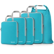 Gonex 5 Set Compression Packing Cubes, Expandable Travel Luggage Organizers with Laundry Bag